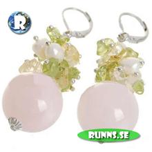 Bild Örhängen - Stenar och Pärlor (Rosa/Grön)