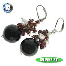 Bild Örhängen - Stenar och Pärlor (svart)