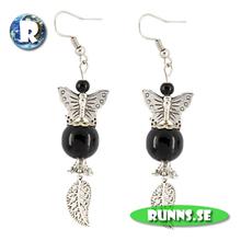 Bild Örhängen tibetsilver- Fjäril (svart)