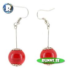 Bild Örhängen tibetsilver- Kula (röd)