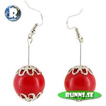 Bild Örhängen tibetsilver- Kula stor (röd)