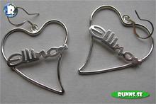 Bild Personliga Namnörhängen -  eget namn Ellinor med hjärta font 5 (925 silver)