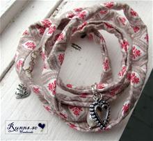 Bild Rouleauarmband - Beige/röd 4 varv (hjärta)