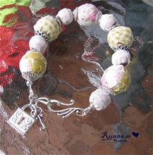 Bild Tygarmband- Rosa/grönt