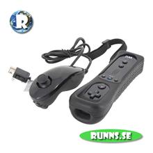 Bild Wii - Wiimote handkontroll med siliconfodral + Nunchuk (svarta)