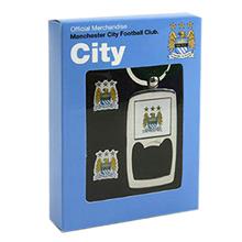 Bild Manchester City manschettknappar och nyckelring med öppnare