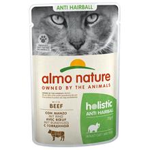Bild Almo Nature Holistic Anti Hairball portionspåse - 12 x 70 g med nötkött