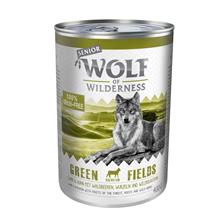 Bild 8 + 4 på köpet! 12 x 300 g/ 400 g Wolf of Wilderness våtfoder - SENIOR Green Fields - Lamb & Chicken (400 g burkar)