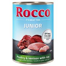 Bild Rocco Junior 6 x 400 g - Fjäderfä, vilt & ris