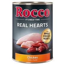 Bild Ekonomipack: Rocco Real Hearts 24 x 400 g - Kyckling med hela kycklinghjärtan