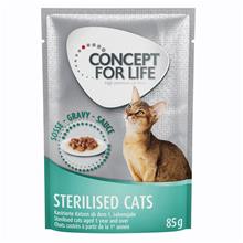 Bild Concept for Life Sterilised Cats Salmon - Passande våtfoder: 12 x 85 g Concept for Life Sterilised Cats i sås