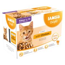 Bild 36 + 12 på köpet! 48 x 85 g IAMS våtfoder katt - Delights Kitten: Kyckling i sås