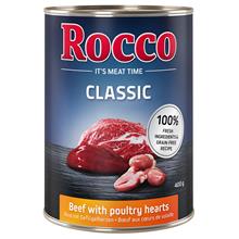 Bild Rocco Classic 6 x 400 g hundfoder - Nötkött & fågelhjärta