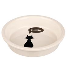 Bild Trixie djup keramikskål med kattmotiv - 2 tallrikar á 250 ml, Ø 13 cm