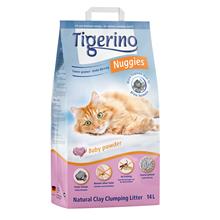 Bild 2 x 14 liter till sparpris! Tigerino Nuggies kattströ - Classic Baby Powder (grova korn)