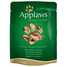 Bild Applaws Cat Pouches kattmat 12 x 70 g - Kyckling & sparris