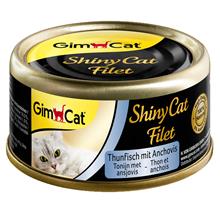 Bild Ekonomipack: GimCat ShinyCat Filet 24 x 70 g - Tonfisk & ansjovis