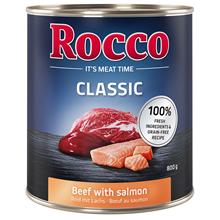 Bild Ekonomipack: Rocco Classic 24 x 800 g hundfoder - Nötkött & lax