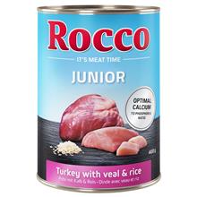 Bild Ekonomipack: Rocco Junior 24 x 400 g - Blandpack I: Kalkon & kalvhjärta + Fjäderfä & kycklinghjärta