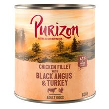 Bild 5 + 1 på köpet! 6 x 400/800 g Purizon våtfoder - 6 x 800 g Black Angus & Turkey