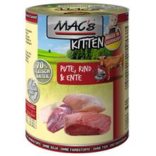 Bild Ekonomipack: MAC's Cat kattfoder 12 x 400 g - Kitten Kalkon, anka & nötkött