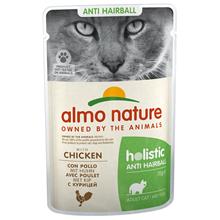 Bild Almo Nature Holistic Anti Hairball portionspåse - 12 x 70 g med kyckling