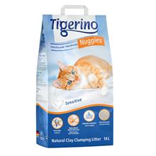 Bild 2 x 14 liter till sparpris! Tigerino Nuggies kattströ - Ultra Sensitive - doftfritt (fina korn)