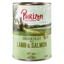 Bild 20 + 4 på köpet! Purizon Adult 24 x 400/800 g! - 24 x 400 g Lamb & Salmon with Potato & Pear