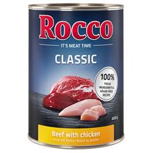 Bild Ekonomipack: Rocco Classic 24 x 400 g hundfoder - Nötkött & kyckling