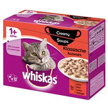 Bild Ekonomipack: 96 x 85 / 100 g Whiskas - 1+ Creamy Soups Klassiskt urval 85 g