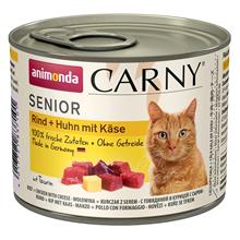 Bild Ekonomipack: Animonda Carny Senior 24 x 200 g - Nötkött, kyckling & ost