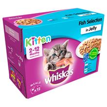 Bild Ekonomipack: Whiskas Junior portionspåse 48 x 85/100 g - Fiskurval i gelé 100 g