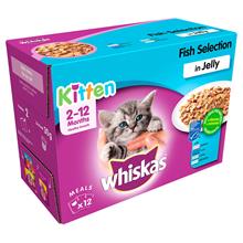 Bild Ekonomipack: Whiskas Junior portionspåse 48 x 85/100 g - Fiskurval i gelé 100 g
