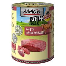 Bild Ekonomipack: MAC's Cat kattfoder 24 x 400 g - Kitten Kalv & kycklinghjärta