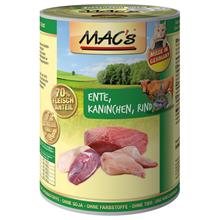 Bild Ekonomipack: MAC's Cat kattfoder 12 x 400 g - Blandpack: Anka, kalkon & kyckling + Anka, kanin & nötkött