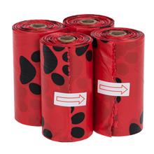 Bild Hundbajspåsar med doft - 4 rullar à 15 påsar röd, Ros