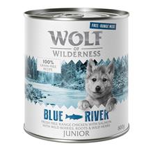 Bild Wolf of Wilderness Junior Free Range 6 x 800 g - Junior Blue River - Free Range Chicken & Salmon
