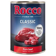 Bild Rocco Classic provmix 6 x 400 g - Nötkött-mix: Nötkött pur, Nötkött & kalvhjärtan, Nötkött & våm