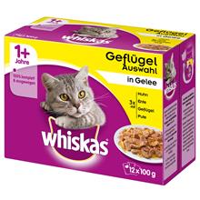 Bild Ekonomipack: Whiskas 1+ portionspåse 48 x 85 g / 100 g - 1+ Fågelurval i gelé 100 g