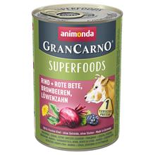 Bild Animonda GranCarno Adult Superfoods 24 x 400 g Nötkött & rödbetor, björnbär, maskros