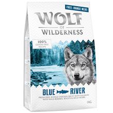 Bild 1 kg Wolf of Wilderness till sparpris! - Adult Blue River - Free Range Chicken & Salmon