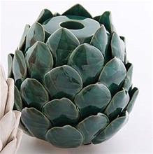 Bild Ljuslykta 'Lotus' grön 12,5x12cm