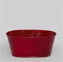 Bild Skål metall oval snöflinga Röd L20