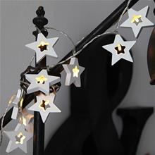 Bild Ljusslinga med trästjärnor, LED, vit