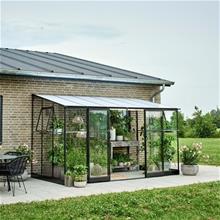 Bild Växthus 'Qube Lean-to 612' Härdat Glas - Svart