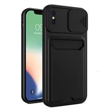 Bild Skal med kameraskydd och kortfack för iPhone X/XS - svart