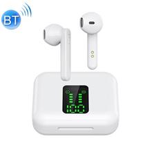 Bild Trådlösa bluetooth hörlurar med laddbox som har touch display Vit