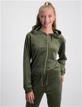 Bild Gina Tricot Young, Y velour zip hoodie, Grön, Huvtröjor/Hoodies till Tjej, 158-164 cm