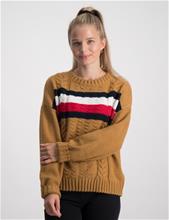 Bild Tommy Hilfiger, GLOBAL STRIPE CABLE CREW, Brun, Tröjor/Sweatshirts till Tjej, 12 år