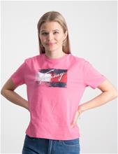 Bild Tommy Hilfiger, FLAG PRINT TEE S/S, Rosa, T-shirts till Tjej, 16 år